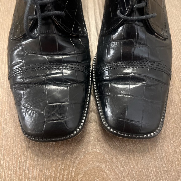 Sesto Meucci Black Animal Alligator Print Loafers - Picture 2 of 4